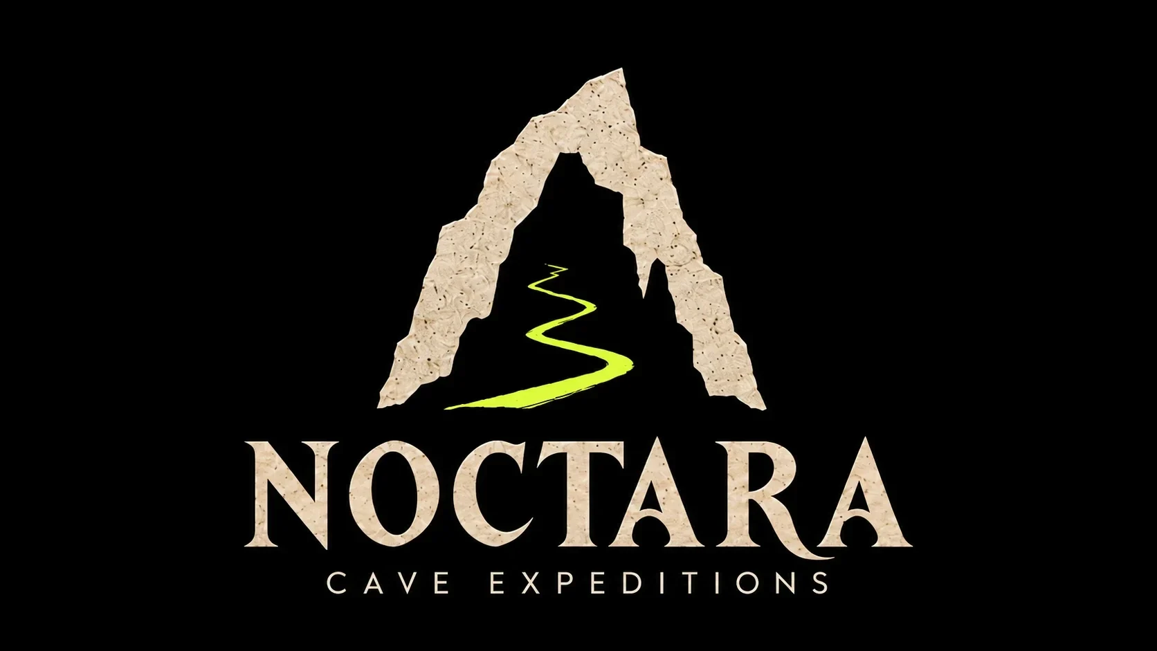Noctara cave-shaped mark and wordmark on black