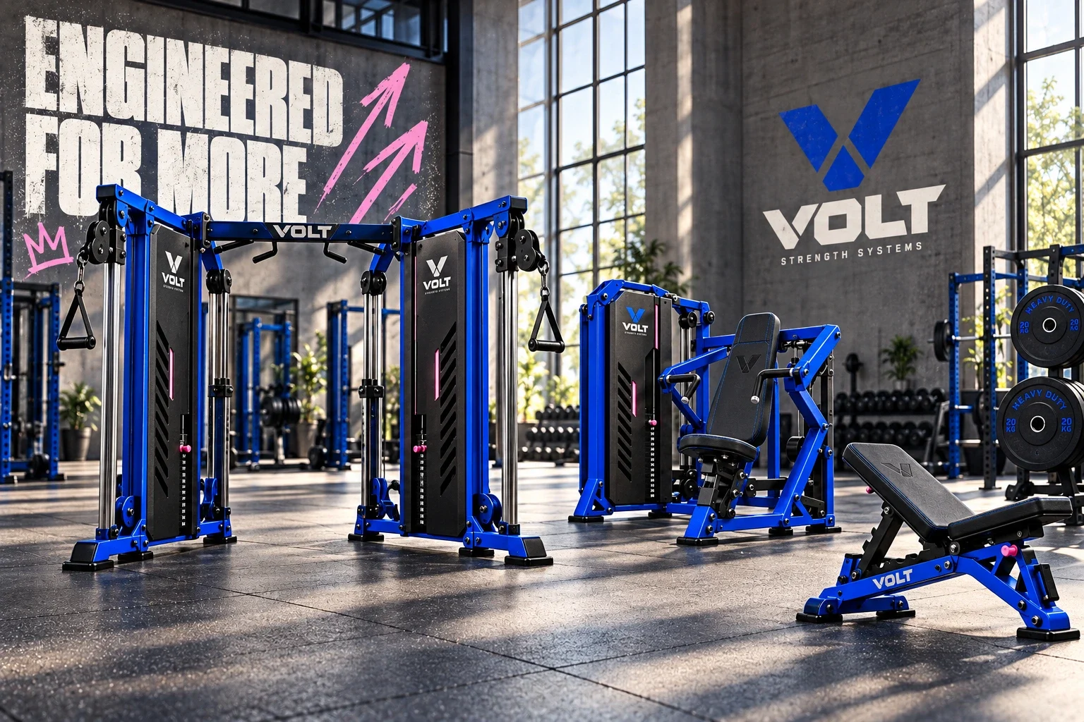 Volt equipment arranged beneath large wall graphics