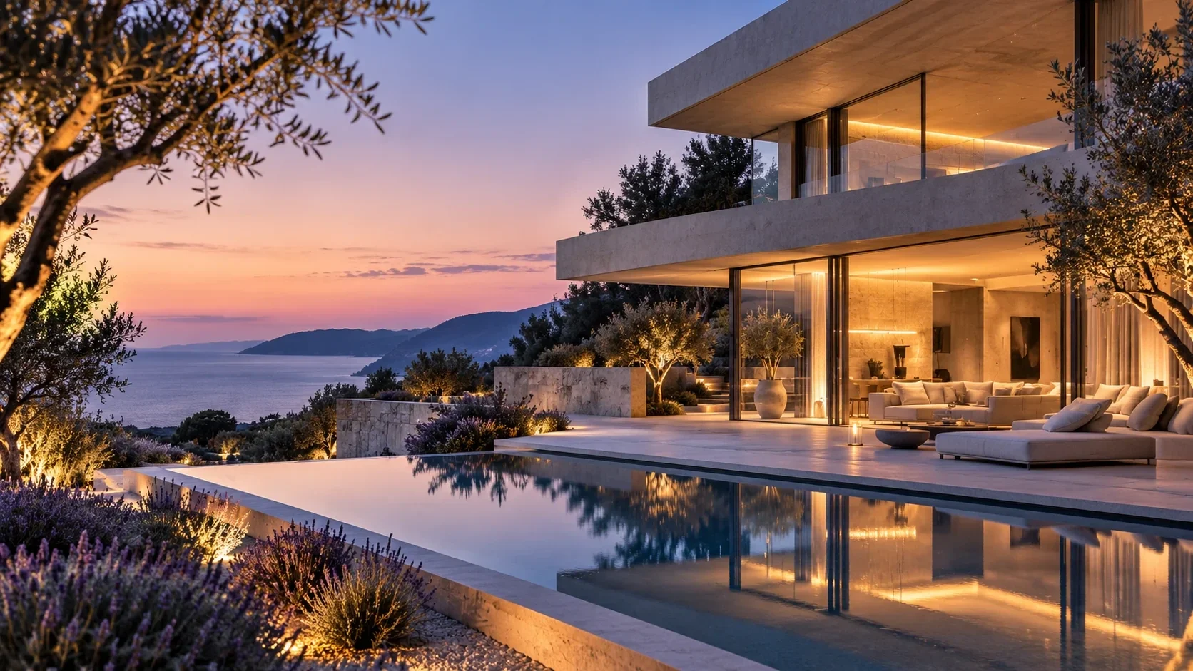 Coastal residence and pool in ORVEN property imagery