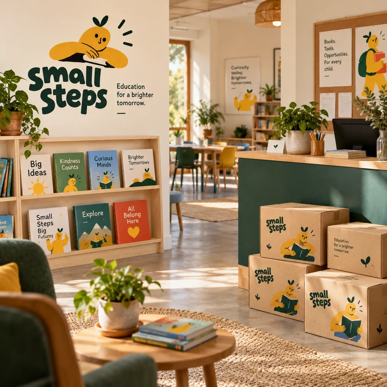 Concept rendering of a learning space using the Small Steps identity.
