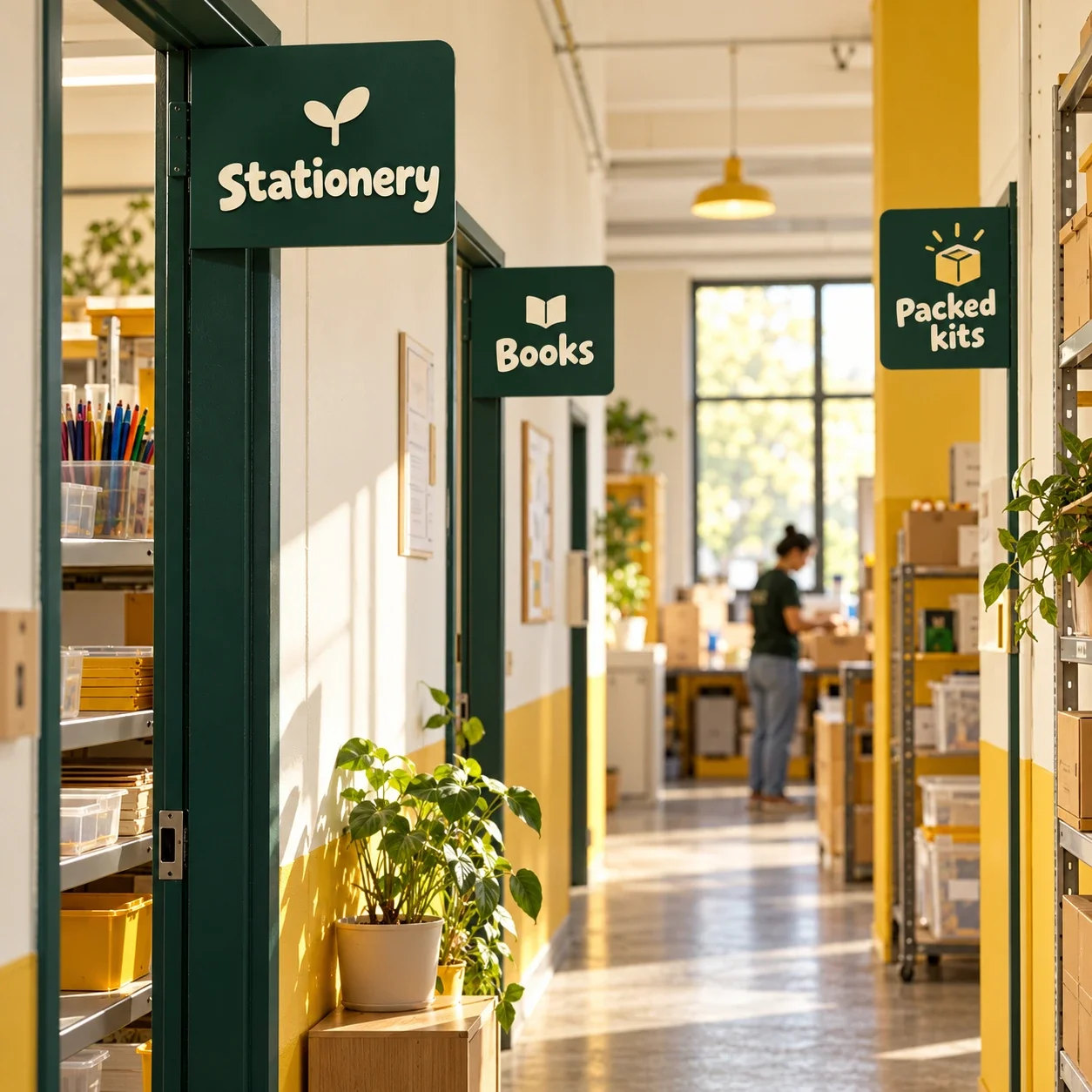 Staged concept scene showing Small Steps branded educational materials.