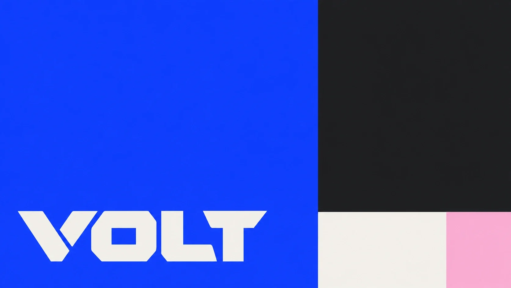 Volt palette of blue, black, off-white and pink