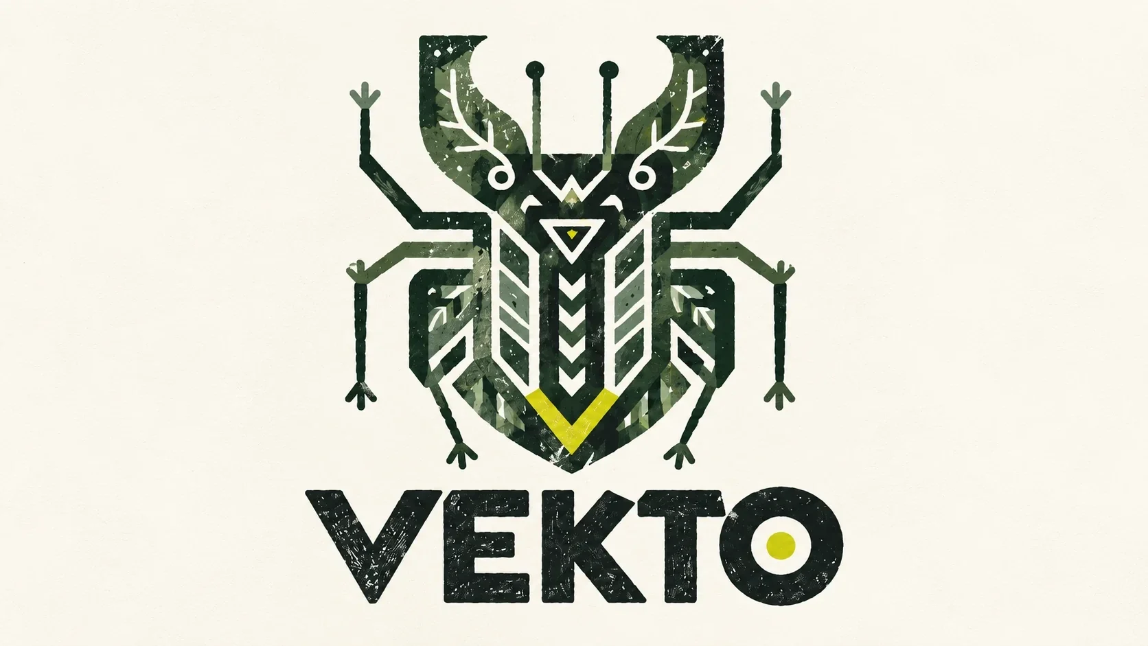 VEKTO beetle logo on an ivory field