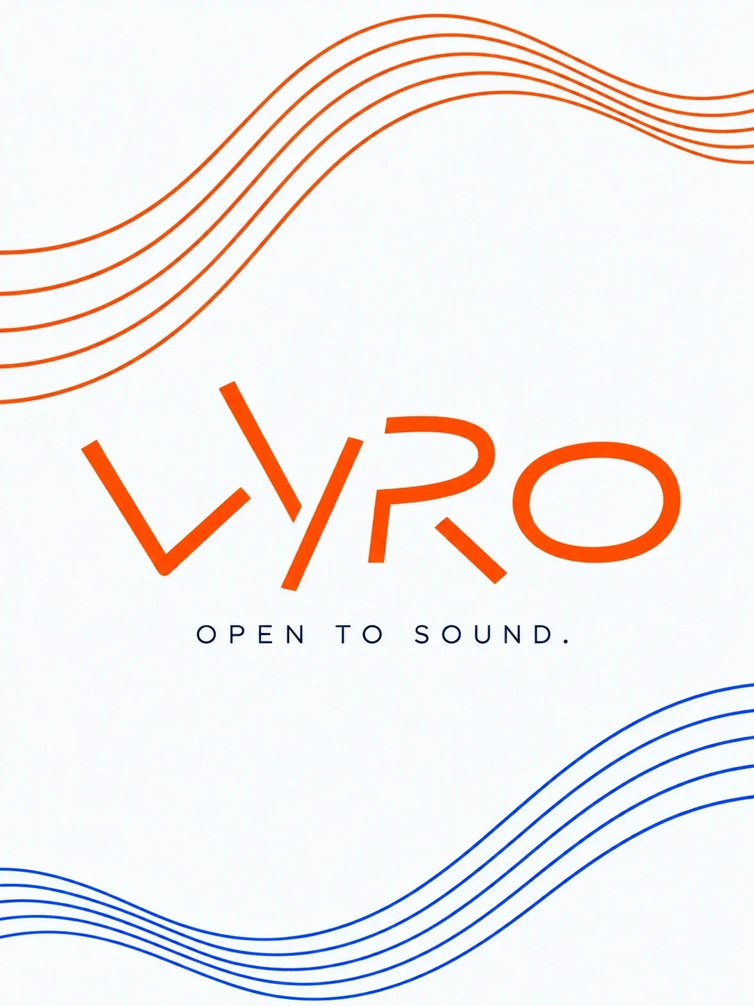 Vyro typographic study with orange and blue sound lines
