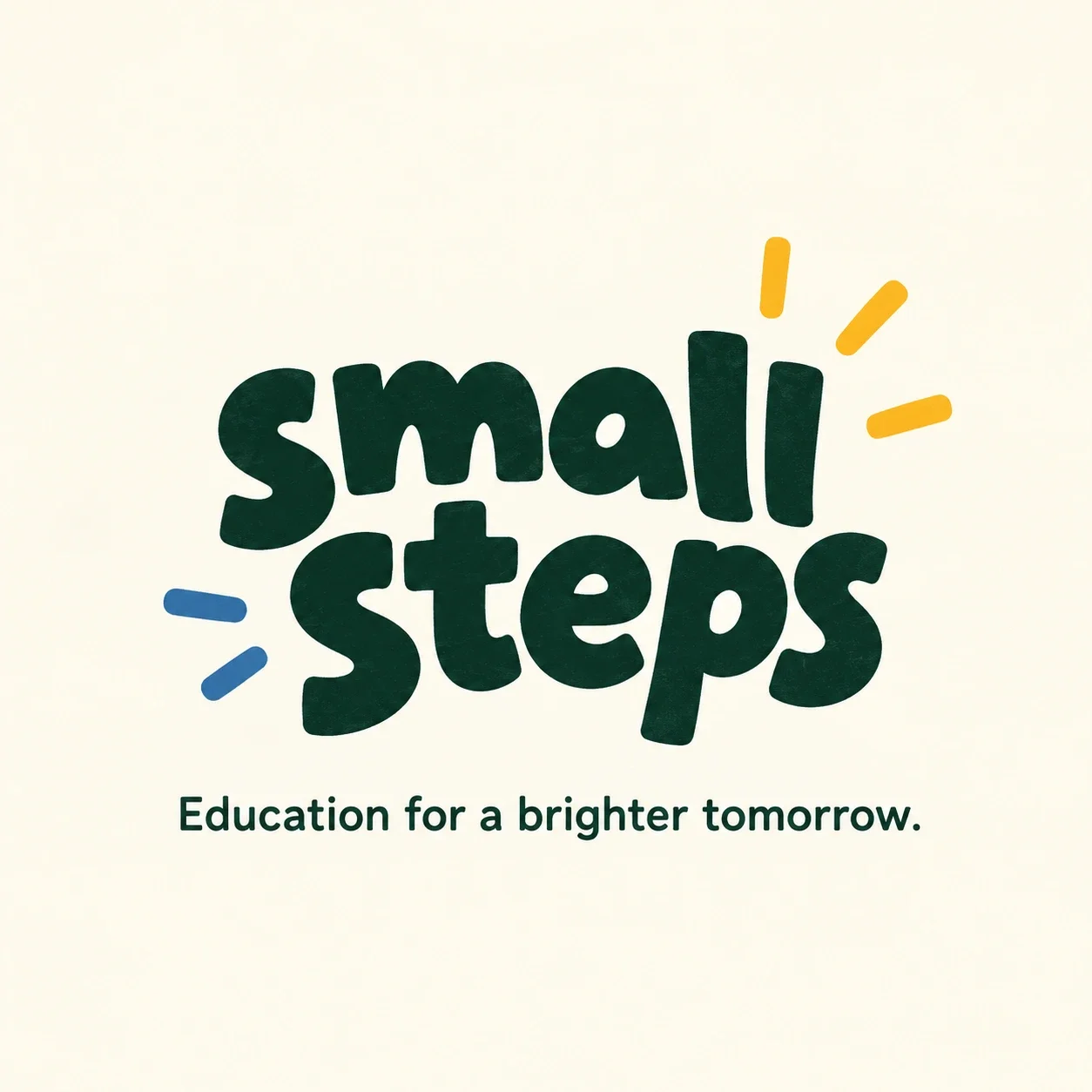 Small Steps wordmark and education message on a cream background.