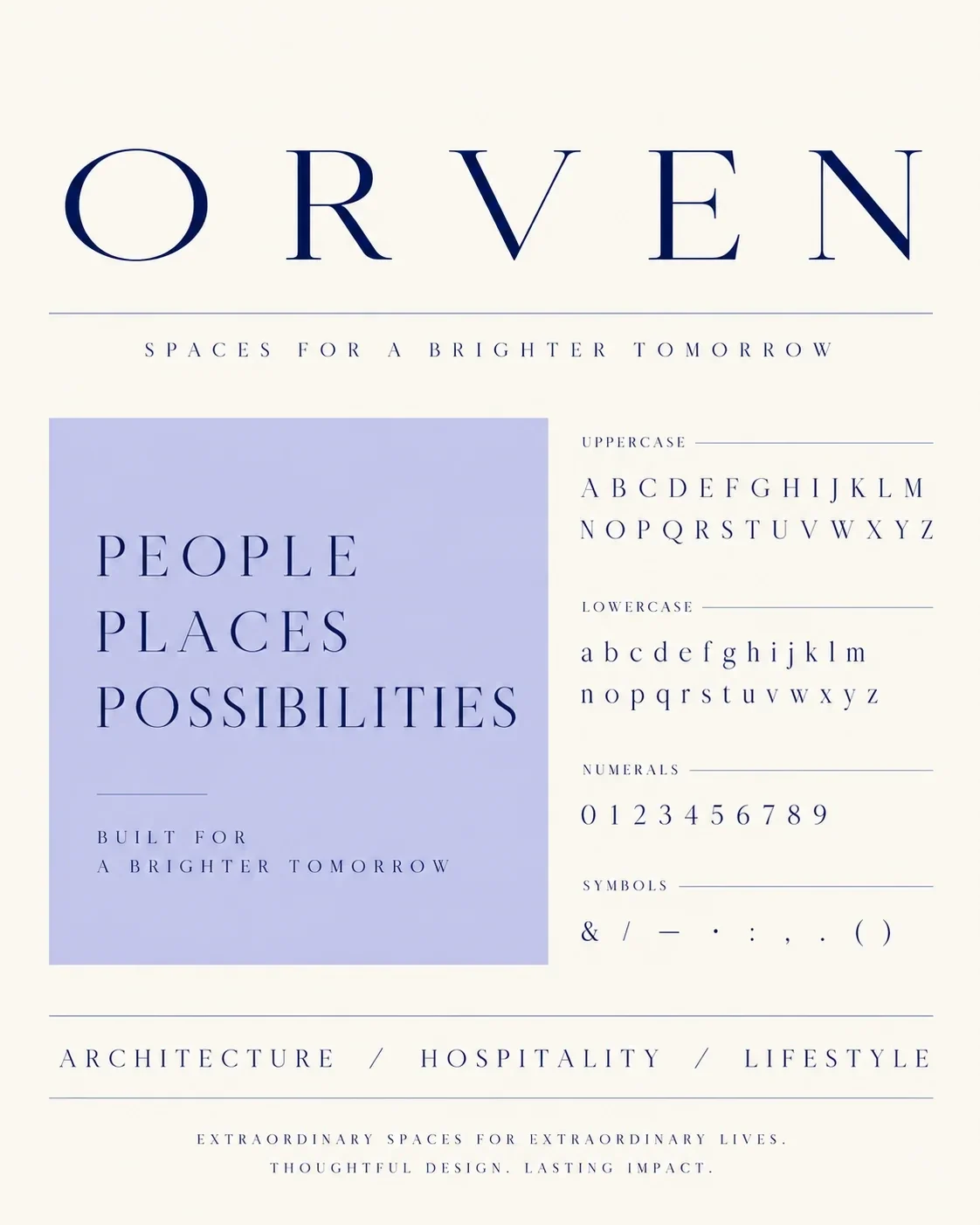 ORVEN serif typography and brand phrases