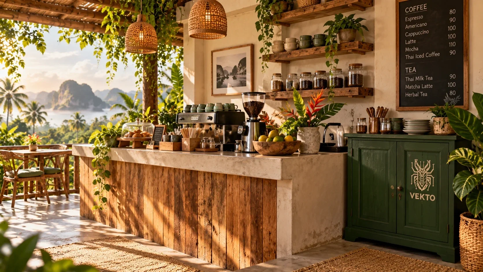 VEKTO signage and graphics in a café interior