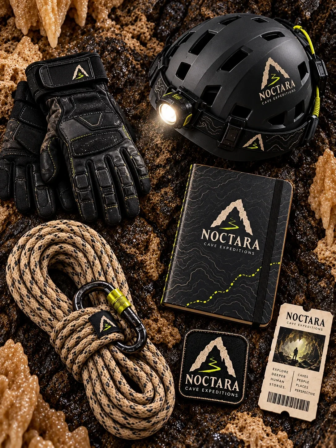 Noctara helmet, rope, gloves and expedition passes