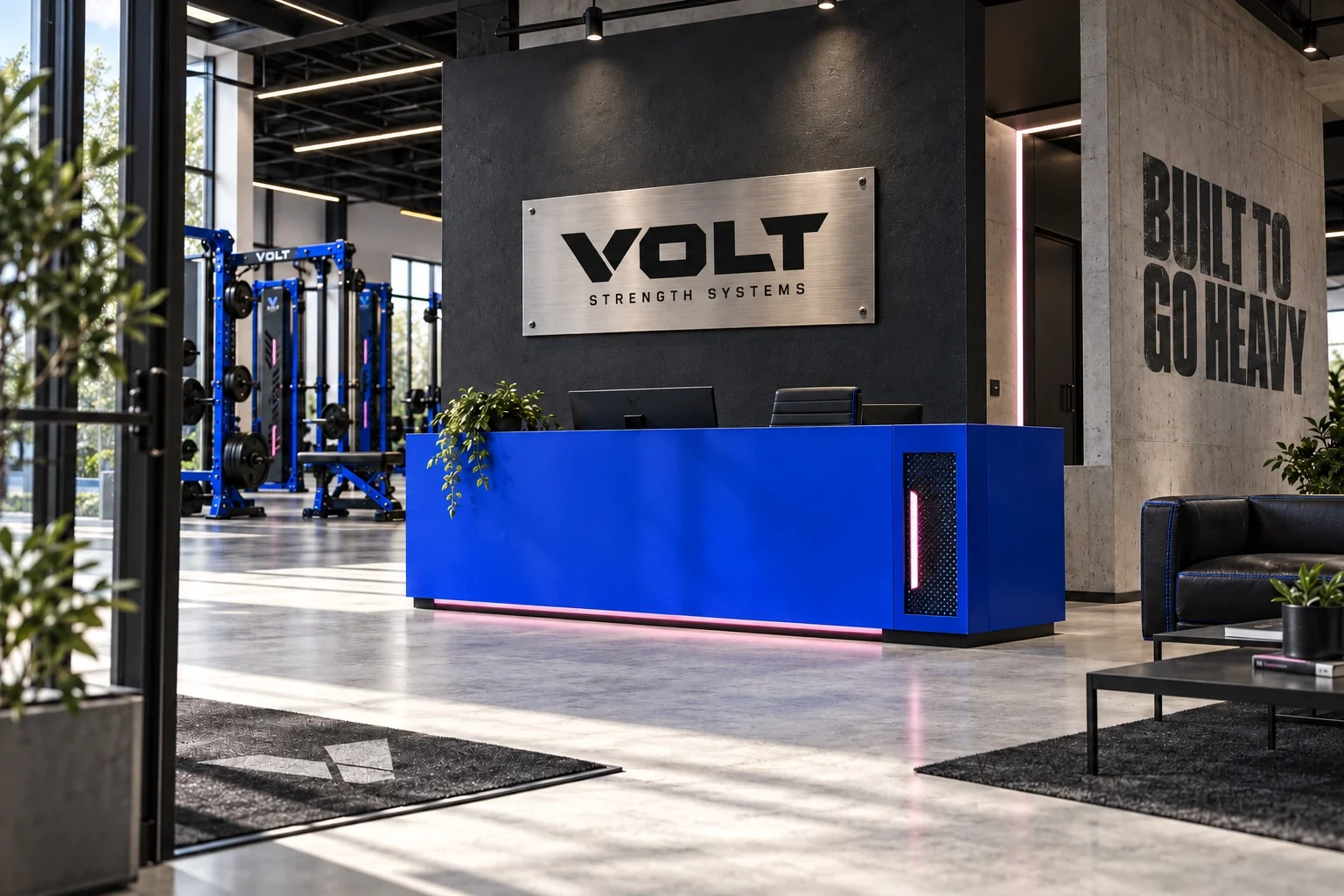 Volt reception counter and wall sign mockup
