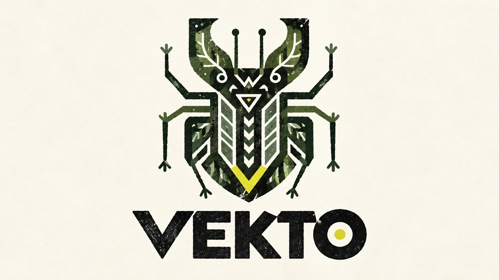 Beetle emblem and VEKTO wordmark on ivory