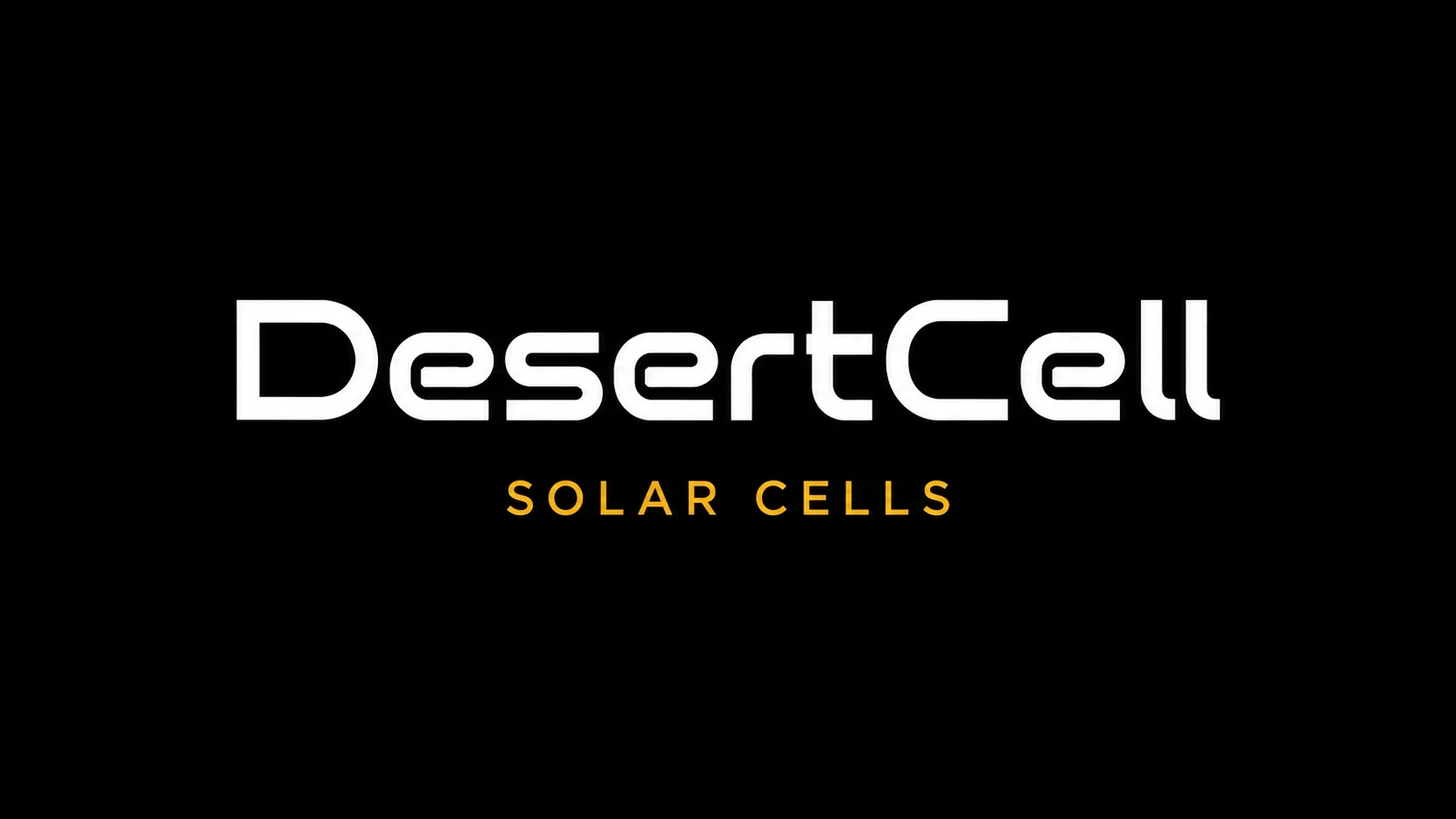 White DesertCell wordmark and gold Solar Cells descriptor on black.