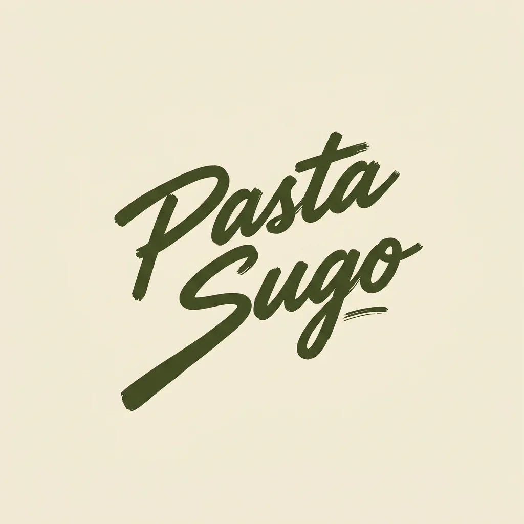 Pasta Sugo packaging with brush lettering and illustrated food ingredients